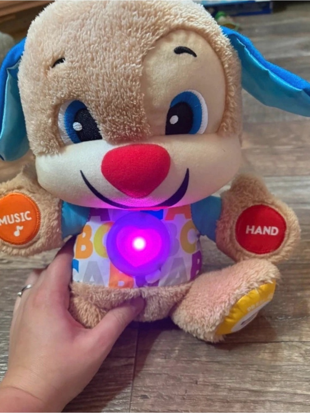 Fisher-Price Light-Up Plush Puppy Toy - Beige, Blue, Red, Orange, Yellow